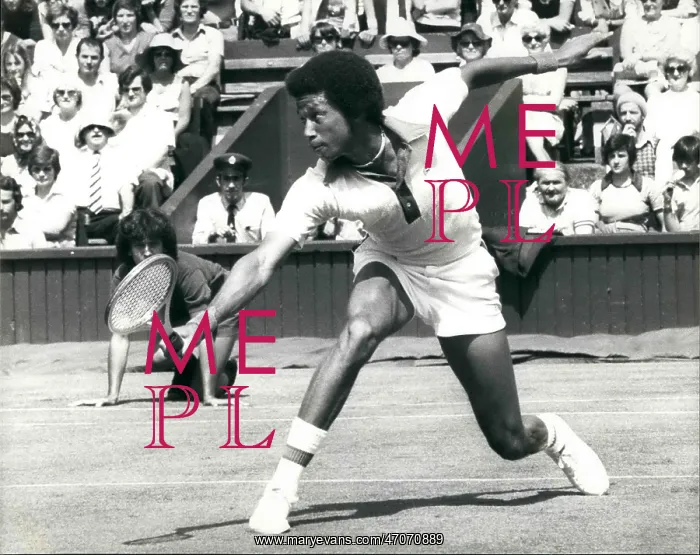 : Arthur Ashe in tennis match at Wimbledon : Arthur Ashe in tennis match at Wimbledon