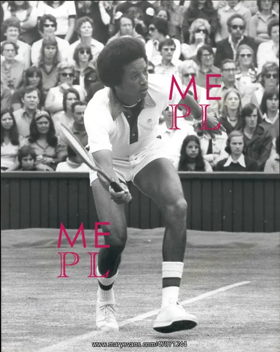 : Arthur Ashe in tennis match at Wimbledon : Arthur Ashe in tennis match at Wimbledon