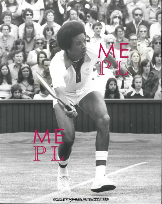 : Arthur Ashe in tennis match at Wimbledon : Arthur Ashe in tennis match at Wimbledon