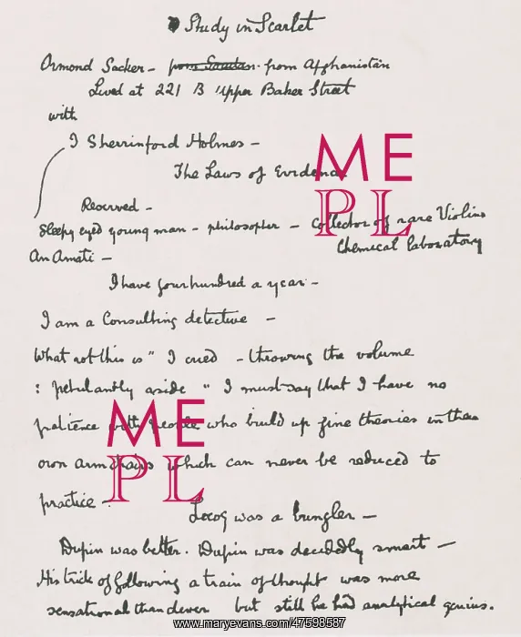 : Arthur Conan Doyle's notes for A Study in Scarlet : Arthur Conan Doyle's notes for A Study in Scarlet
