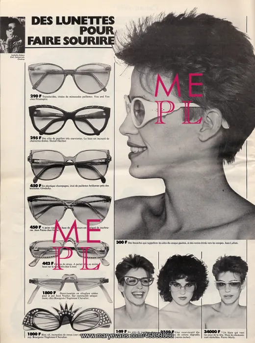  : Article showing styles of glasses in Jardin des Modes, Febru