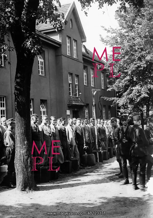 : Articled clerks during roll call in Jueterbog, 1933 : Articled clerks during roll call in Jueterbog, 1933