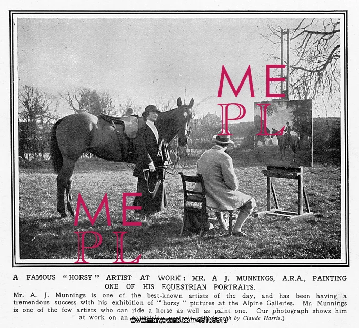 : The artist, Alfred Munnings, at his easel : The artist, Alfred Munnings, at his easel
