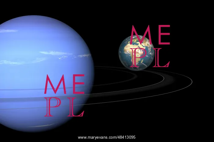 : Artist concept of Neptune and Earth : Artist concept of Neptune and Earth