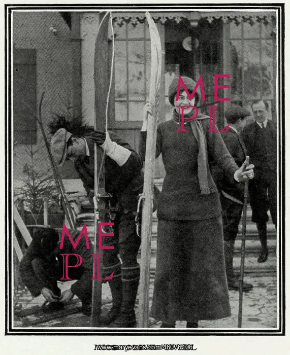 : Artist Olive Snell skiing at Murren : Artist Olive Snell skiing at Murren