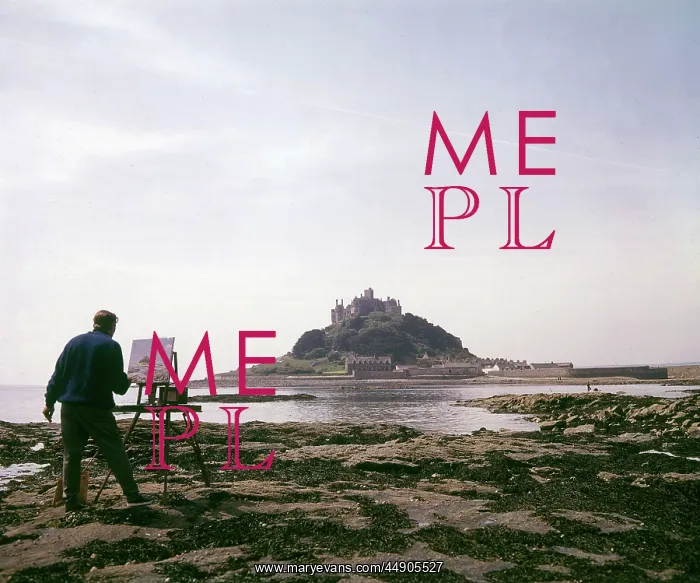 : Artist at work, St Michael's Mount, Cornwall : Artist at work, St Michael's Mount, Cornwall