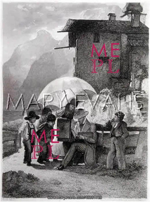 : Artist working out of doors and his admirers : Artist working out of doors and his admirers