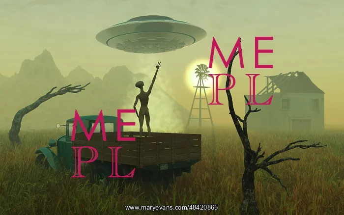  : Artist's concept of alien exploreres looking around a ?