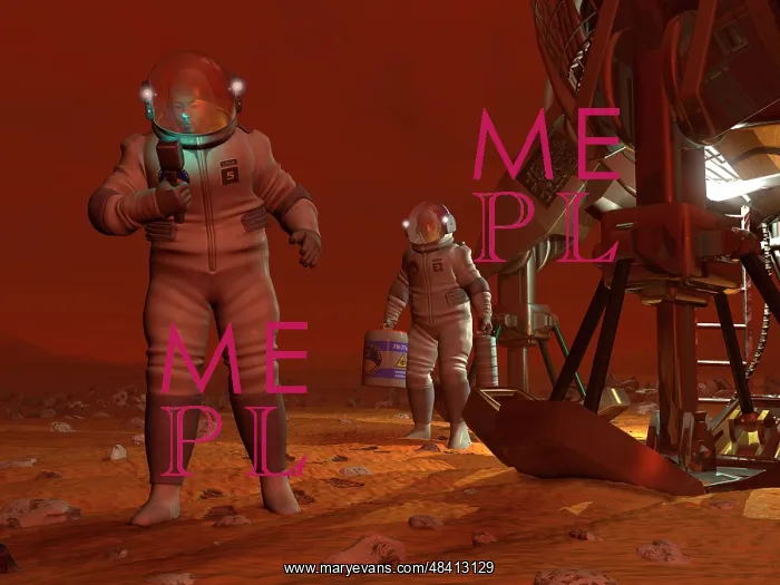: Artist's concept of astronauts exploring the surface of ? : Artist's concept of astronauts exploring the surface of ?