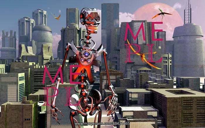 : Artist's concept of a city of the future where machines rule : Artist's concept of a city of the future where machines rule