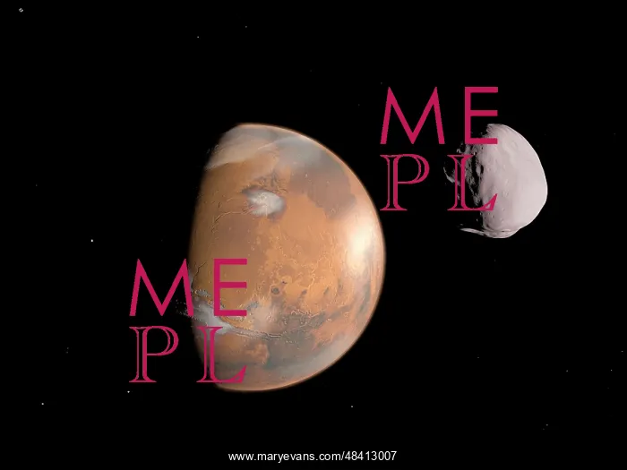: Artist's concept of Mars and it's moon, Dione : Artist's concept of Mars and it's moon, Dione