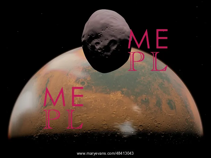 : Artist's concept of Mars and its tiny moon Phobos : Artist's concept of Mars and its tiny moon Phobos