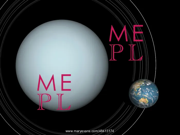 : Artist's concept of Uranus and Earth to scale : Artist's concept of Uranus and Earth to scale