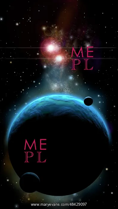 : Artist's depiction of a blue planet and it's orbiting small : Artist's depiction of a blue planet and it's orbiting small
