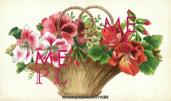 : Artwork by Florence Auerbach, basket of flowers : Artwork by Florence Auerbach, basket of flowers