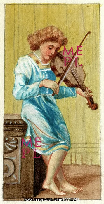 : Artwork by Florence Auerbach, boy playing violin : Artwork by Florence Auerbach, boy playing violin