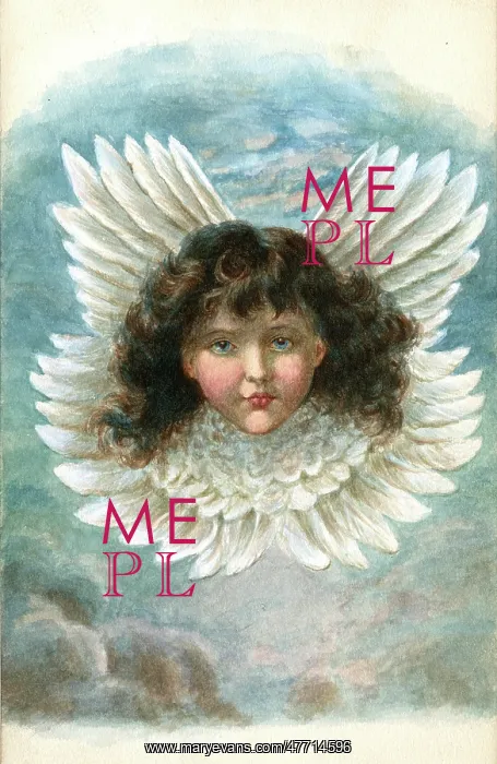 : Artwork by Florence Auerbach, cherub head with wings : Artwork by Florence Auerbach, cherub head with wings