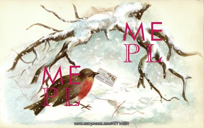 : Artwork by Florence Auerbach, robin with note : Artwork by Florence Auerbach, robin with note