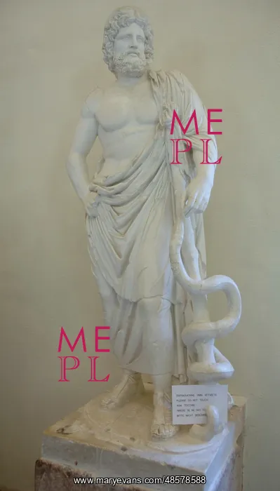 : Asclepius. Greek Art. Statue of Asclepius God of Medicine : Asclepius. Greek Art. Statue of Asclepius God of Medicine