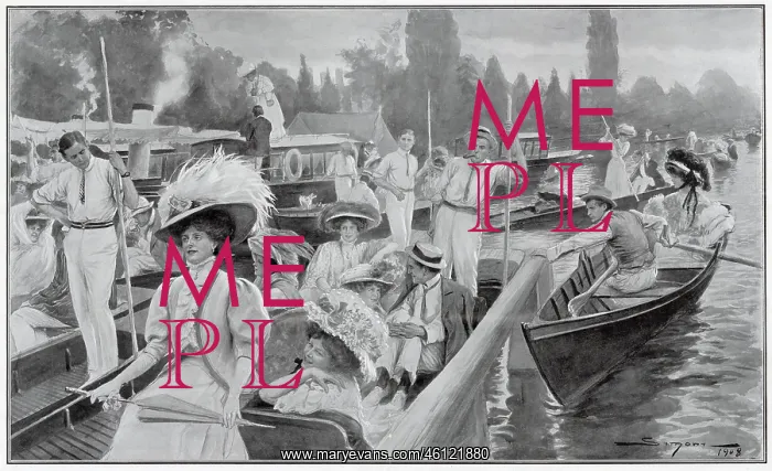 : Ascot Sunday outside Boulter's Lock 1908 : Ascot Sunday outside Boulter's Lock 1908