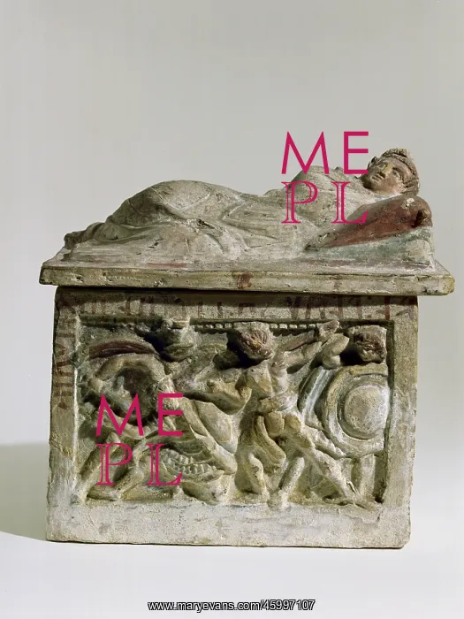 : Ash urn. ancient world, Etruria, ash urn, 3th century, clay, Italy, Etruscan : Ash urn. ancient world, Etruria, ash urn, 3th century, clay, Italy, Etruscan