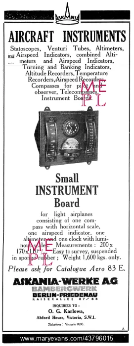 : Askania Flight Instruments - - Askania Instrument Board : Askania Flight Instruments - - Askania Instrument Board