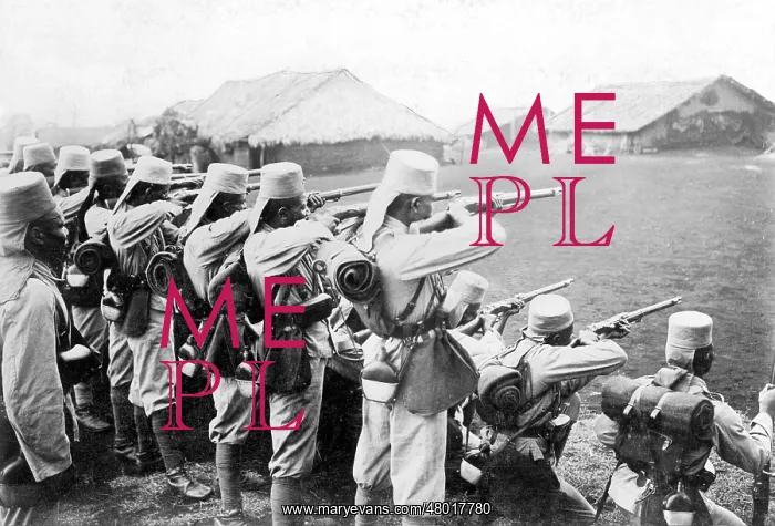 : Askaris at a shooting range in German East Africa, 1906 : Askaris at a shooting range in German East Africa, 1906