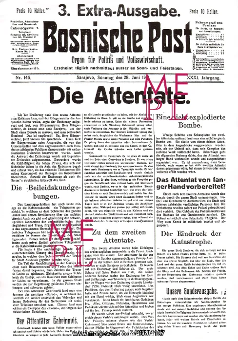 : Assassination of Archduke Ferdinand, Sarajevo : Assassination of Archduke Ferdinand, Sarajevo