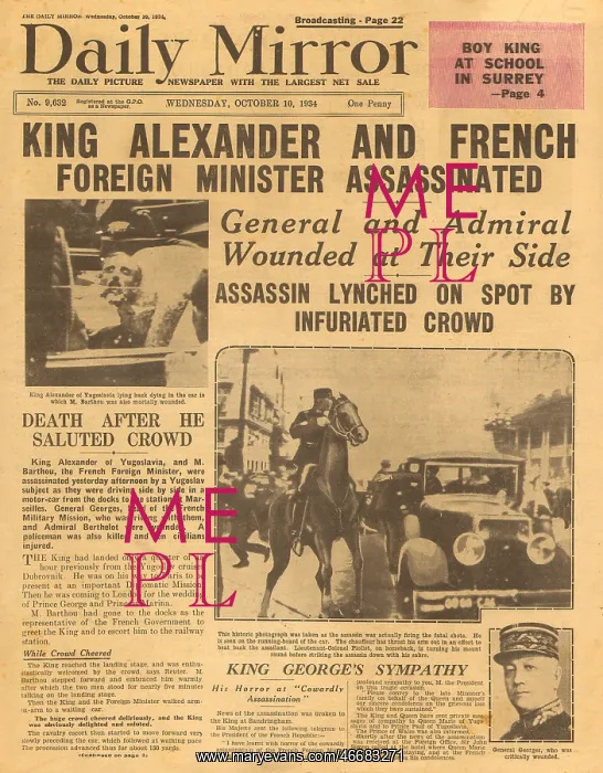 : Assassination of King of Yugoslavia in Marseilles : Assassination of King of Yugoslavia in Marseilles