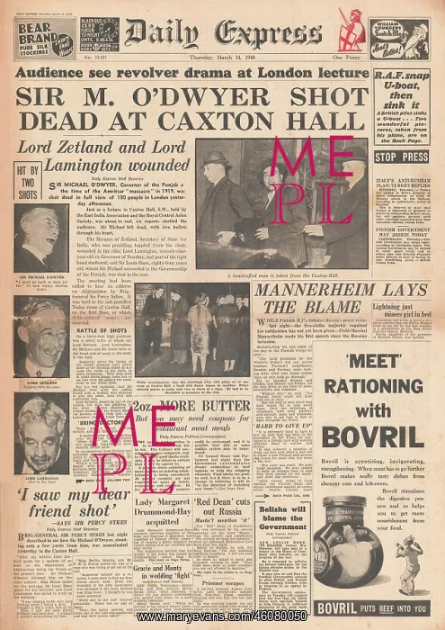 : Assassination of Sir Michael O'Dwyer : Assassination of Sir Michael O'Dwyer