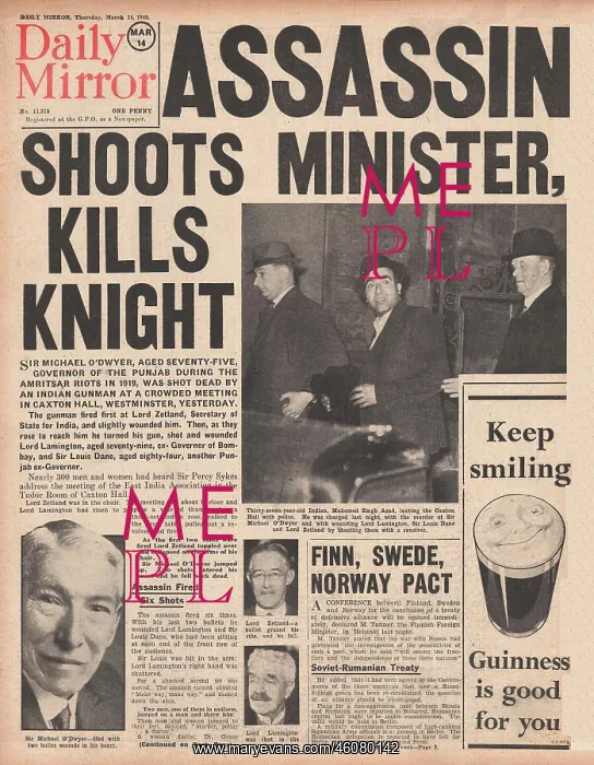 : Assassination of Sir Michael O'Dwyer : Assassination of Sir Michael O'Dwyer