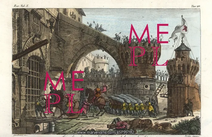 : Assault with tower and testudo on a medieval : Assault with tower and testudo on a medieval