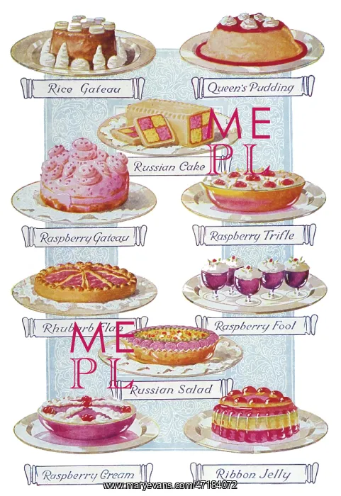 : Assorted Desserts circa 1939 : Assorted Desserts circa 1939