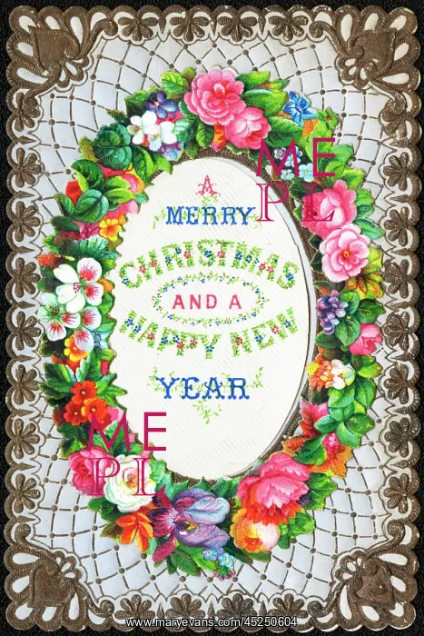 : Assorted flowers on a Christmas and New Year card : Assorted flowers on a Christmas and New Year card