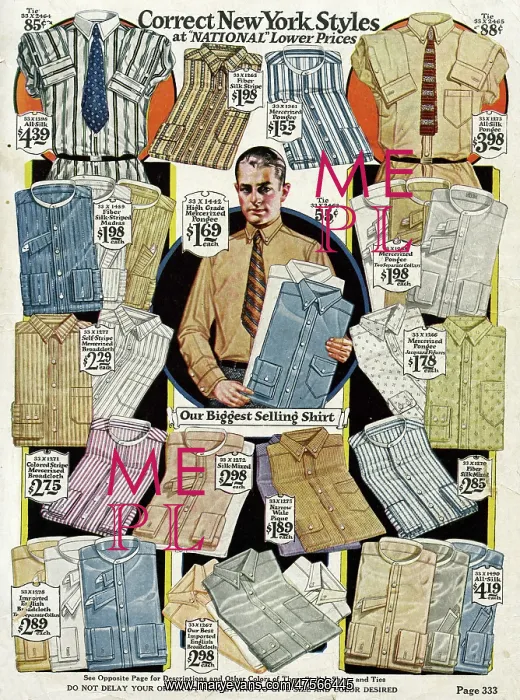 : Assortment of men's shirts 1924 : Assortment of men's shirts 1924