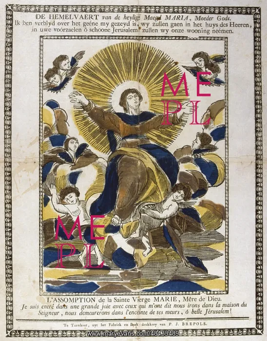 : Assumption of the Virgin Mary. 19th century coloured : Assumption of the Virgin Mary. 19th century coloured