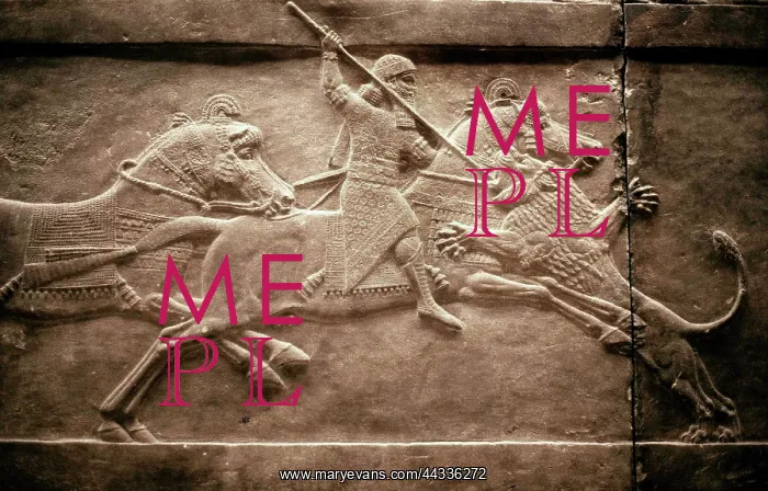 : Assyrian king hunting for a : Assyrian king hunting for a