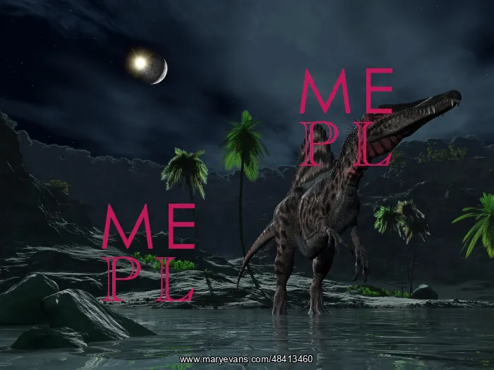 : An asteroid impact on the moon while a Spinosaurus wanders ? : An asteroid impact on the moon while a Spinosaurus wanders ?