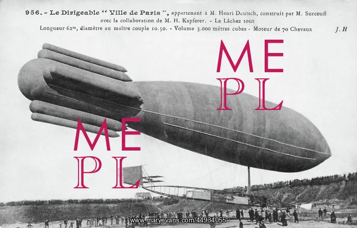 : Astra Ville de Paris Dirigible Airship in 1908 : Astra Ville de Paris Dirigible Airship in 1908