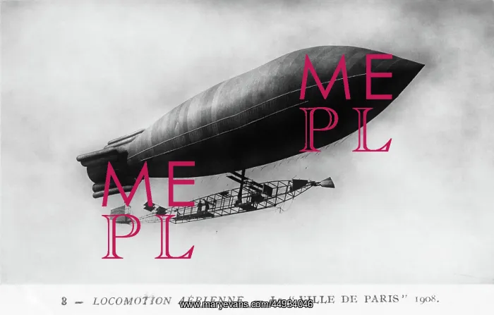 : Astra Ville de Paris Dirigible Airship Flying in 1908 : Astra Ville de Paris Dirigible Airship Flying in 1908