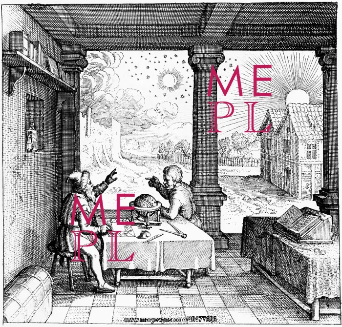 : Astrologers preparing a horoscope. From title : Astrologers preparing a horoscope. From title