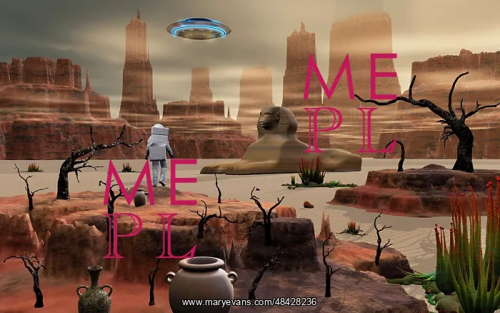 : An astronaut on an alien world is confronted by an Egyptian : An astronaut on an alien world is confronted by an Egyptian