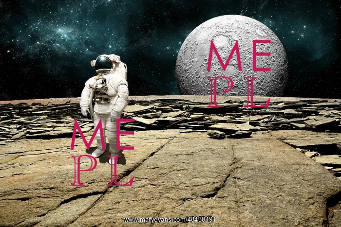 : An astronaut on a barren planet with moon rising over the ? : An astronaut on a barren planet with moon rising over the ?