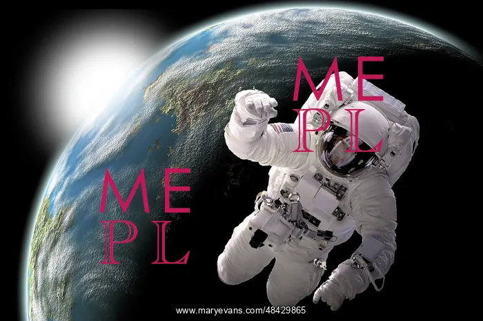 : Astronaut floating in outer space with visible sunrise from : Astronaut floating in outer space with visible sunrise from