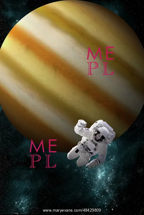 : An astronaut floating in space in front of a Jupiter-like ? : An astronaut floating in space in front of a Jupiter-like ?