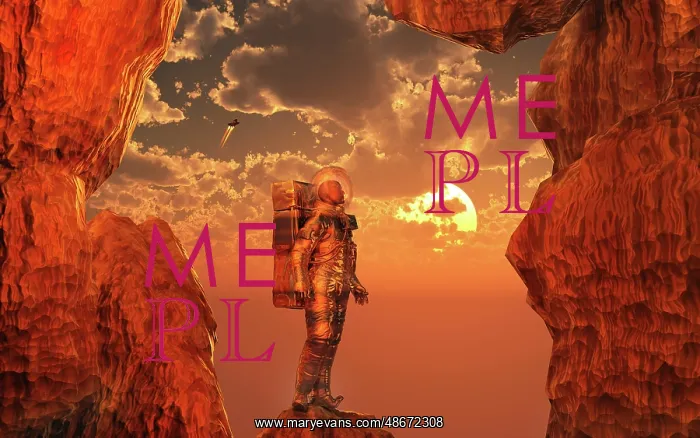 : An astronaut looking at a Sun from a cave entrance : An astronaut looking at a Sun from a cave entrance