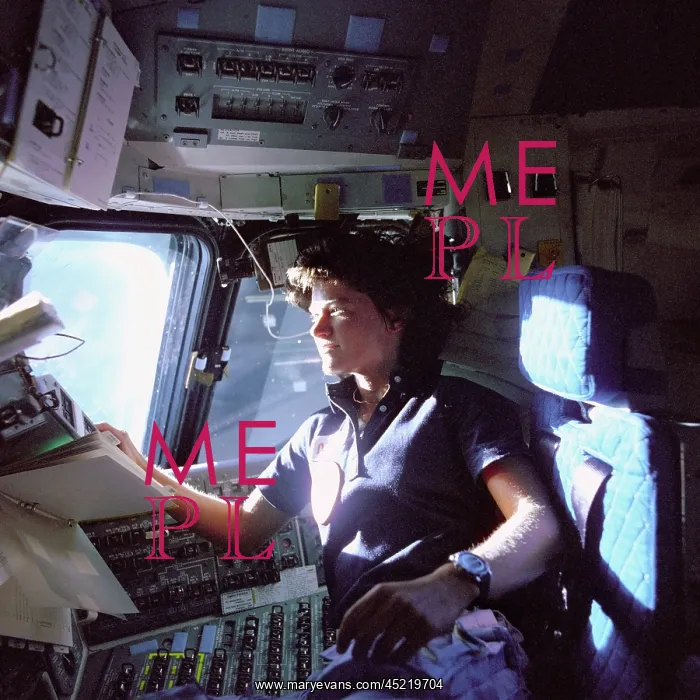 : Astronaut Sally Ride monitors control panels ? : Astronaut Sally Ride monitors control panels ?