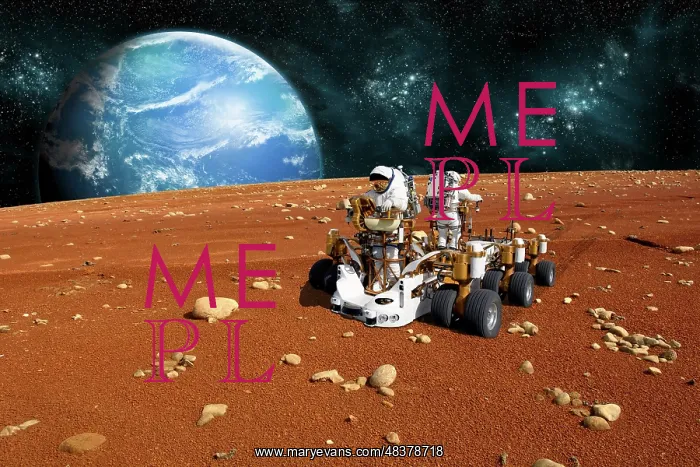 : astronauts explore a barren moon on a rover : astronauts explore a barren moon on a rover