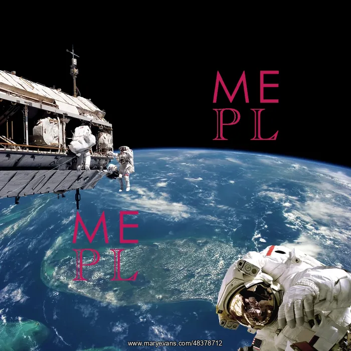 : Astronauts performing work on space station while orbiting : Astronauts performing work on space station while orbiting
