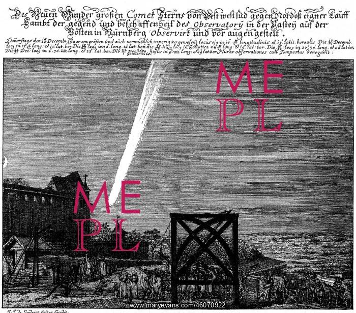 : astronomy, comets, comet over Nuremberg, 18.11.1680 : astronomy, comets, comet over Nuremberg, 18.11.1680